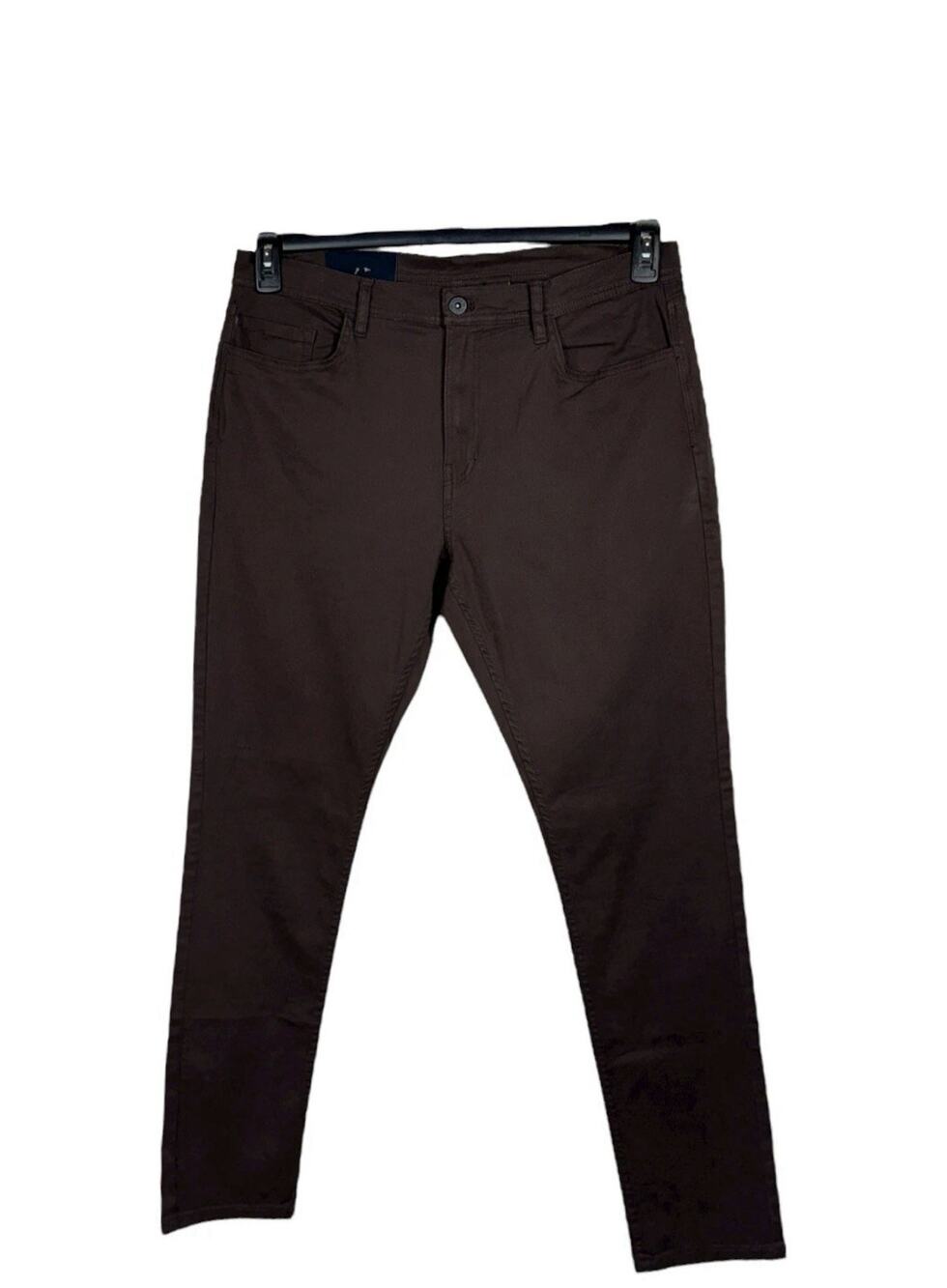 JACHS New York Mens SZ 29x32” Slim Fit Pants 5-Pocket Zip-Fly Stretch Brown New